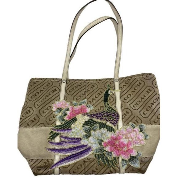 Coach Handbags - coach w customized by me w applique tan beige jacq